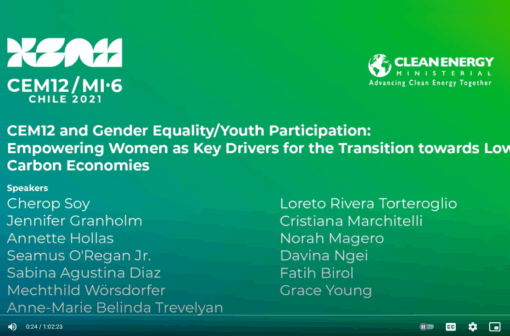CEM12: Empowering Women as Key Drivers for the Transition towards Low Carbon Economies