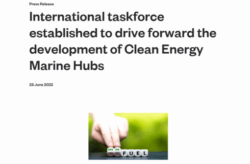 International taskforce established to drive forward the development of Clean Energy Marine Hubs
