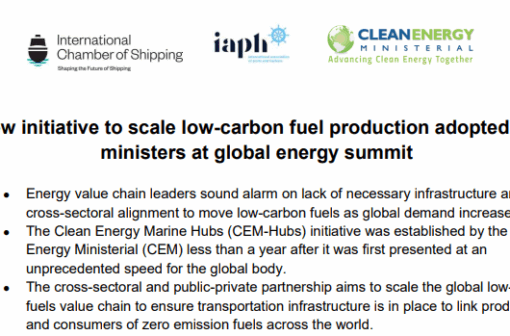 New initiative to scale low-carbon fuel production adopted by ministers at global energy summit