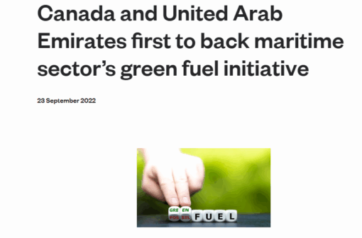 Canada and United Arab Emirates first to back maritime sector’s green fuel initiative
