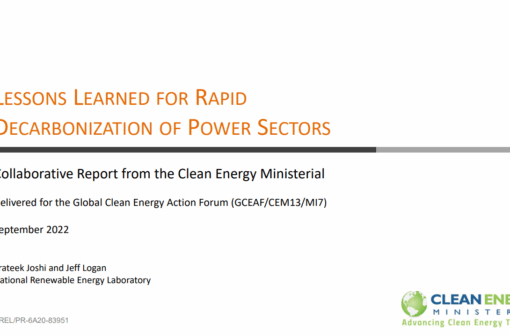 Lessons Learned for Rapid Decarbonization of Power Sectors 2022